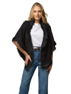 NEW, SAACHI Faux Fur Trim Topper in black One Size #T4195